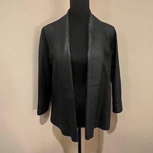 Doncaster Black Leather, 3/4 Sleeve, Shawl Collar Jacket, size 12